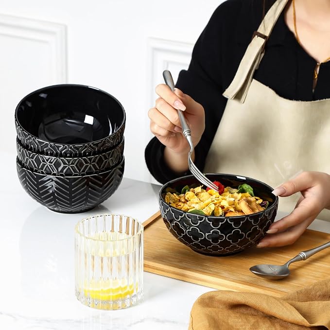 Sureasy 25oz Ceramic Cereal Bowls Set of 4, 5.9 Inch Deep Soup Bowls - Image 2
