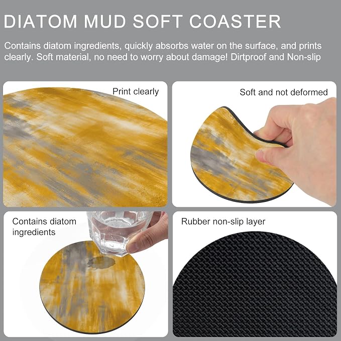Orange Gray Coasters Set of 2, Absorbent Coasters - Image 9