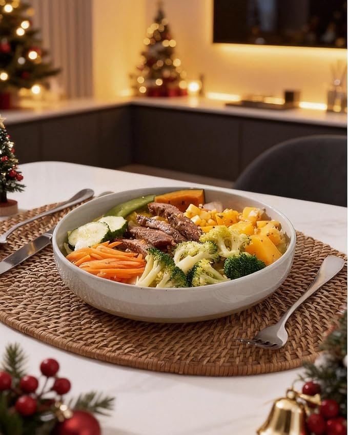 famiware Milkyway 33 oz Pasta Bowls Set of 6, Light Gray | Scratch-Resistant - Image 5