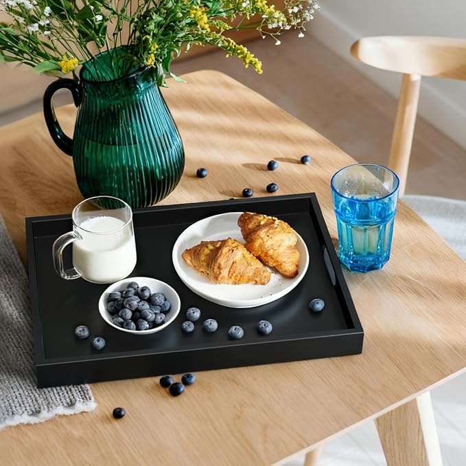 17 Inch Wood Serving Tray with Handles - Image 3
