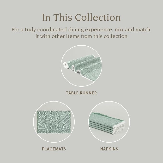 Over&Back 18x90 Woven Frayed Chambray Cotton Table Runner - Image 4