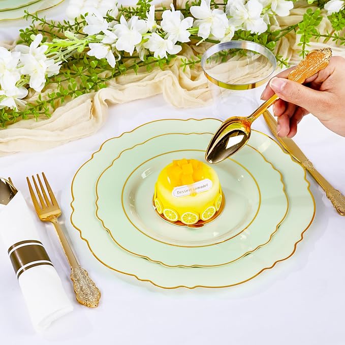 350PCS Light Green Plates - Image 5
