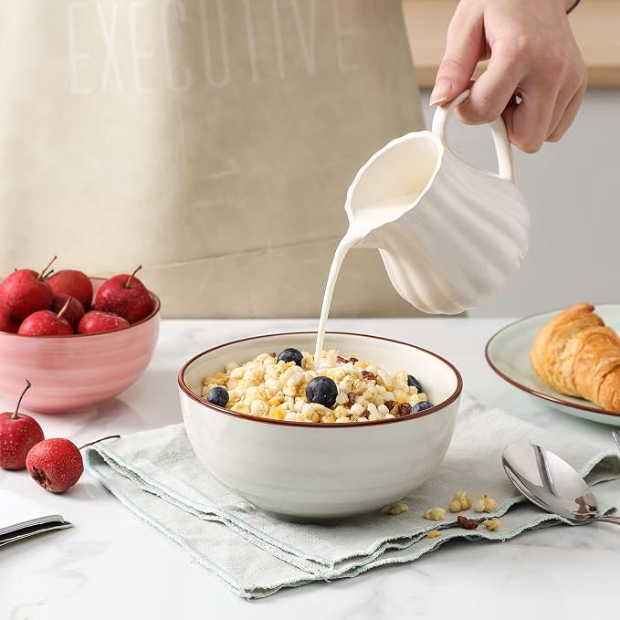 Selamica Ceramic 24 Oz Cereal Bowls Set, Deep Soup Bowls, 5.9 Inch Porcelain - Image 6