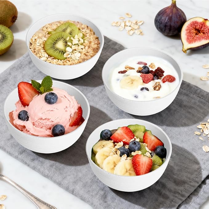 Wheat Straw Small Bowls 10 OZ, Unbreakable Dessert Bowls Set of 6, Microwave & - Image 3