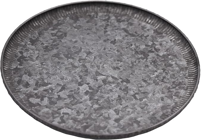 Funerom Round Galvanized Metal Tray Decorative Tray Corrugated Edges by Funerom
