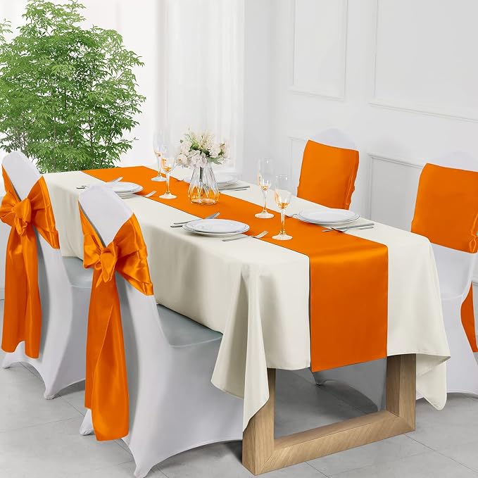 Manyshofu Orange Satin Table Runner 12x72 - Image 2