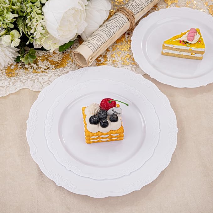 U-QE 100 Pcs White Plastic Plates - Image 6