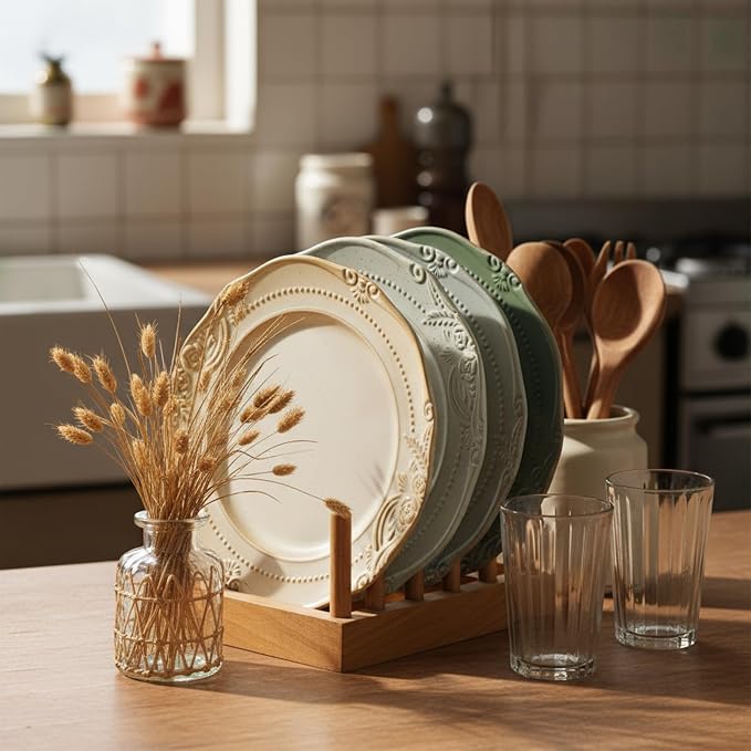 salad plates set of 4, 10.5 inch Reactive Glaze Stoneware Dinner Dish Set - Image 8