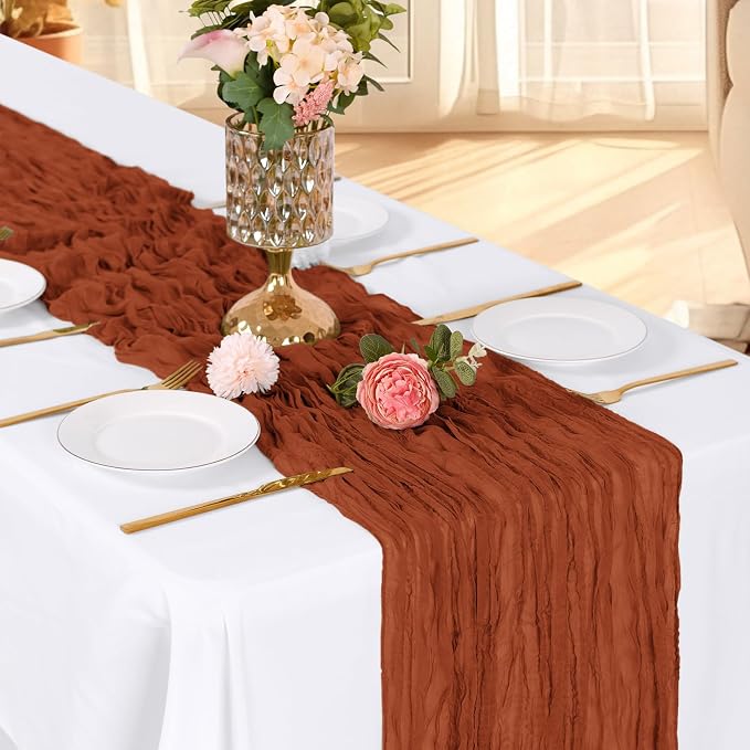 6 Pack Terracotta Cheesecloth Table Runner, 17 x 108 Inch, Gauze Cheese Cloth - Image 2