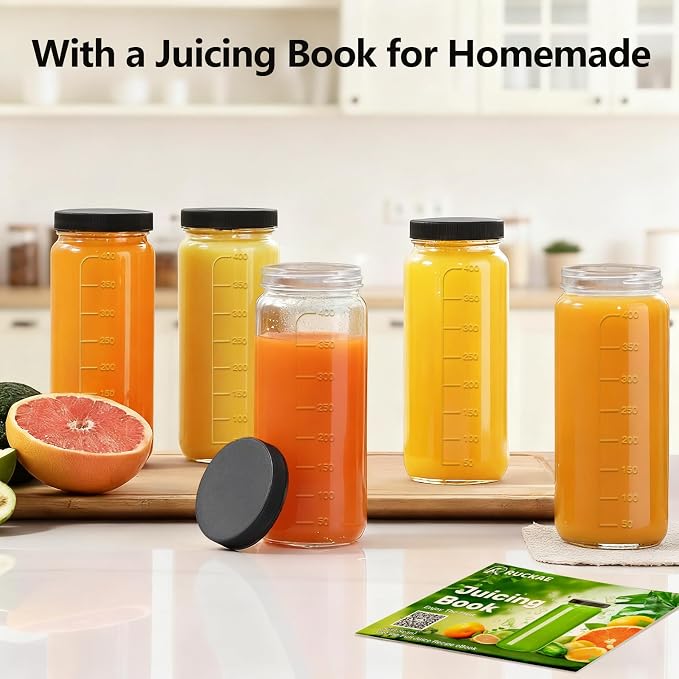 Ruckae 16oz 8 Pack Juice Bottles, Glass Bottles Juicing - Image 6