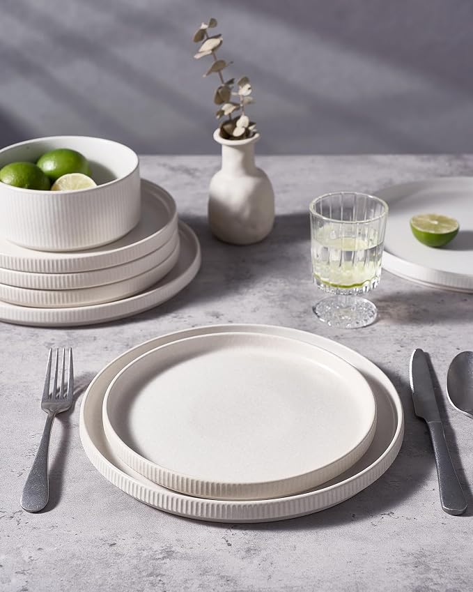 famiware Star Salad Plates for 6, 8 inches Plate Set, Stoneware Dinnerware - Image 7