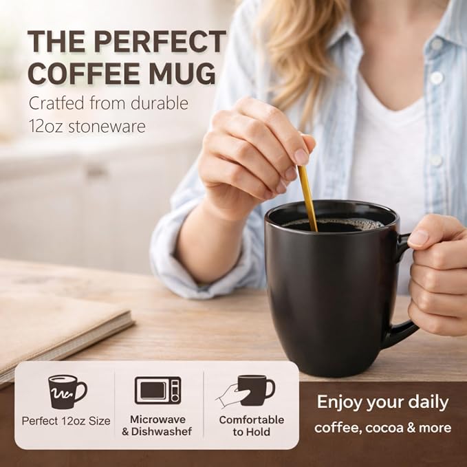 AmorArc 12 oz Coffee Mugs, Matte Coffee Cups - Image 5