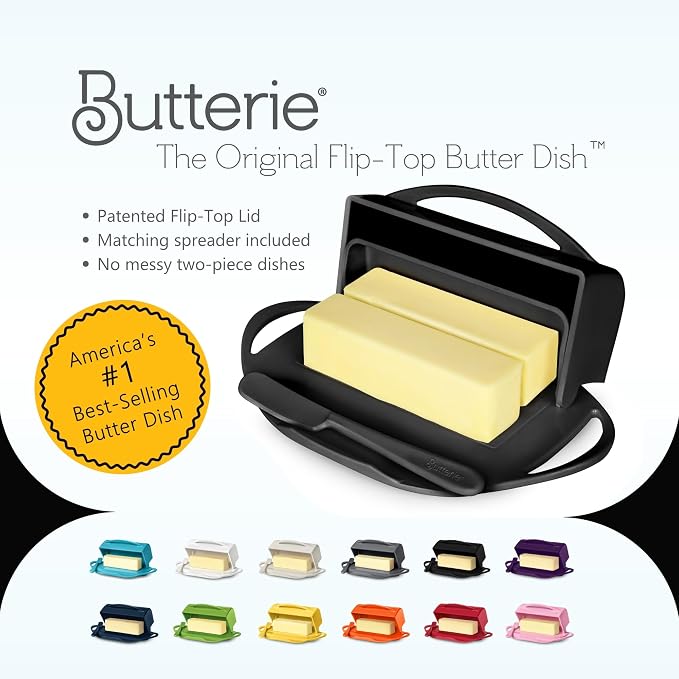 Flip Top Butter Dish with Attached Lid & Matching Knife, 2 Pack - Image 8