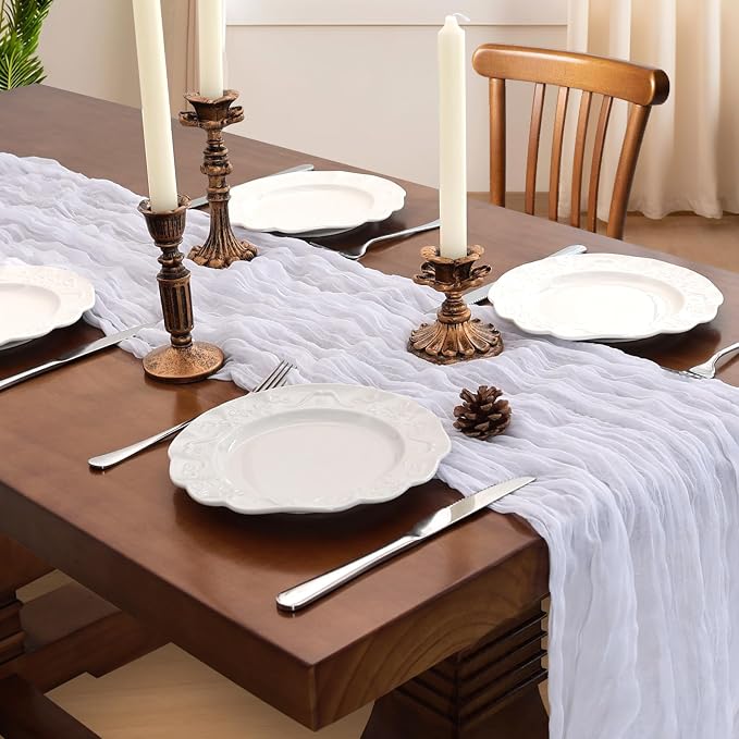 12 Pack 10Ft White Cheesecloth Table Runner 23 x 120 Inch | Gauze Rustic Boho - Image 2