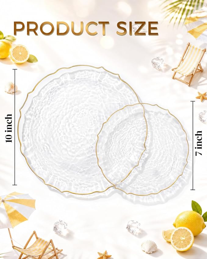 bUCLA 40PCS Clear and Gold Plastic Plates - Image 2