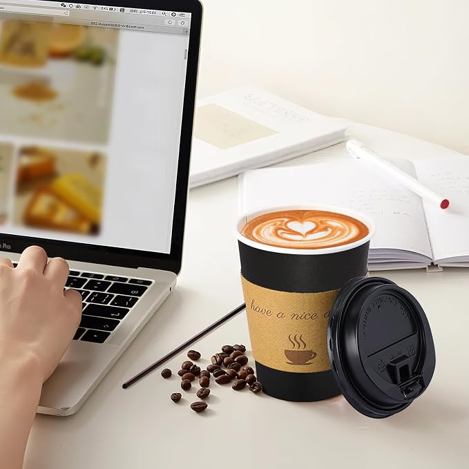 BYSNOW 100 pack 10 oz Disposable Coffee Cups - Image 6