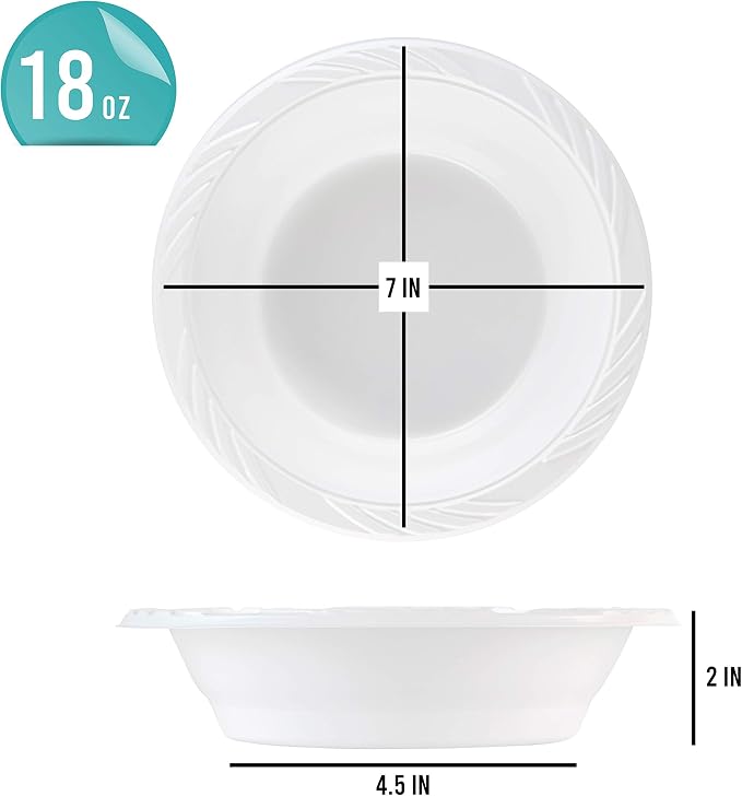 50 Count Disposable 18 ounce White Plastic Soup Bowls - Image 2