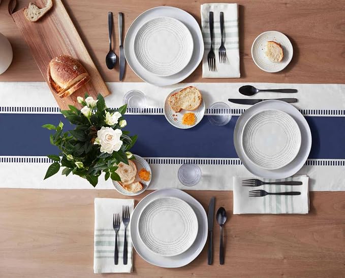 Navy Blue Table Runners 36 inches Long, Modern Stripes Table Runner Dresser - Image 3