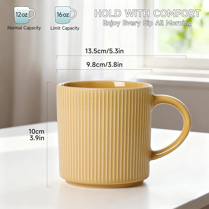 MONITO 16Oz Coffee Mugs Set of 6, Rustic Ceramic Coffee Cups Set - Image 2
