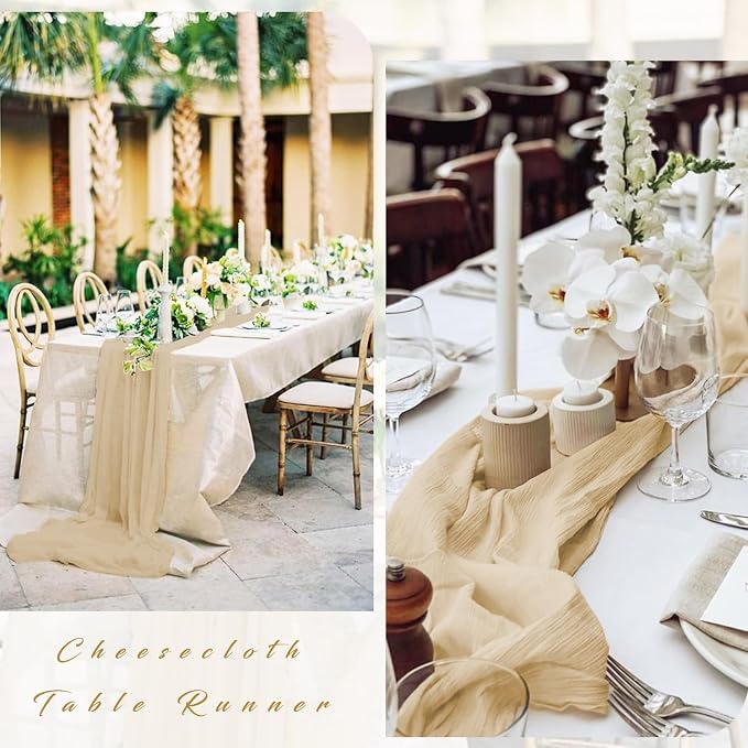Sand 35 x 120 Inches Long Cheesecloth Table Runner Gauze Fabric 10Ft Boho Table - Image 5