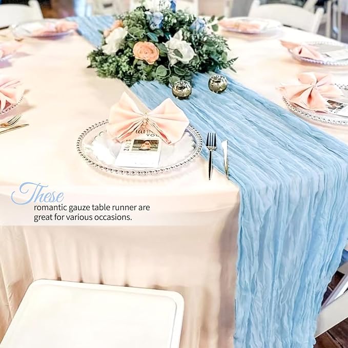 12 Pack Baby Blue Cheesecloth Table Runner 10Ft, Gauze Table Runners 21.5 x 120 - Image 6