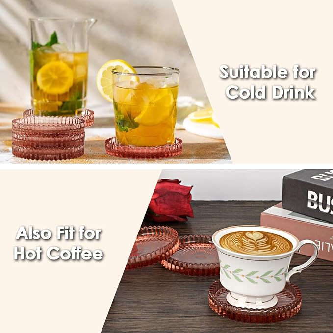 Modern Clear Coaster Set of 5- Glass Coasters - Image 5