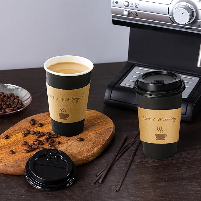 Lamosi 12 oz Coffee Cups 50 Pack, Disposable To Go Paper Cups - Image 5