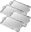 4 Pack Serving Tray with Handles 16.5 x 10.9 Inch Large Metal Plate Floral by Unknown