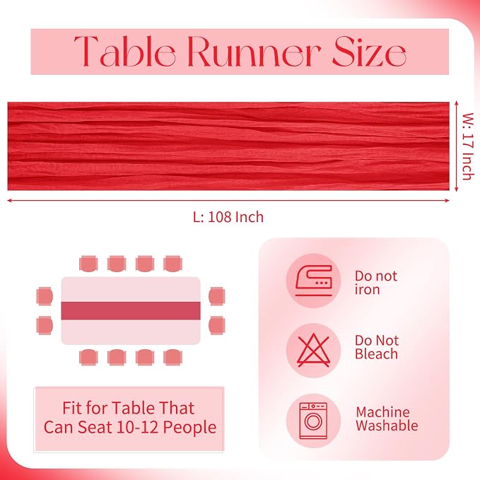 10 Pack Red Cheesecloth Table Runner 17x108 Inch Boho Gauze Cheese Cloth Table - Image 2