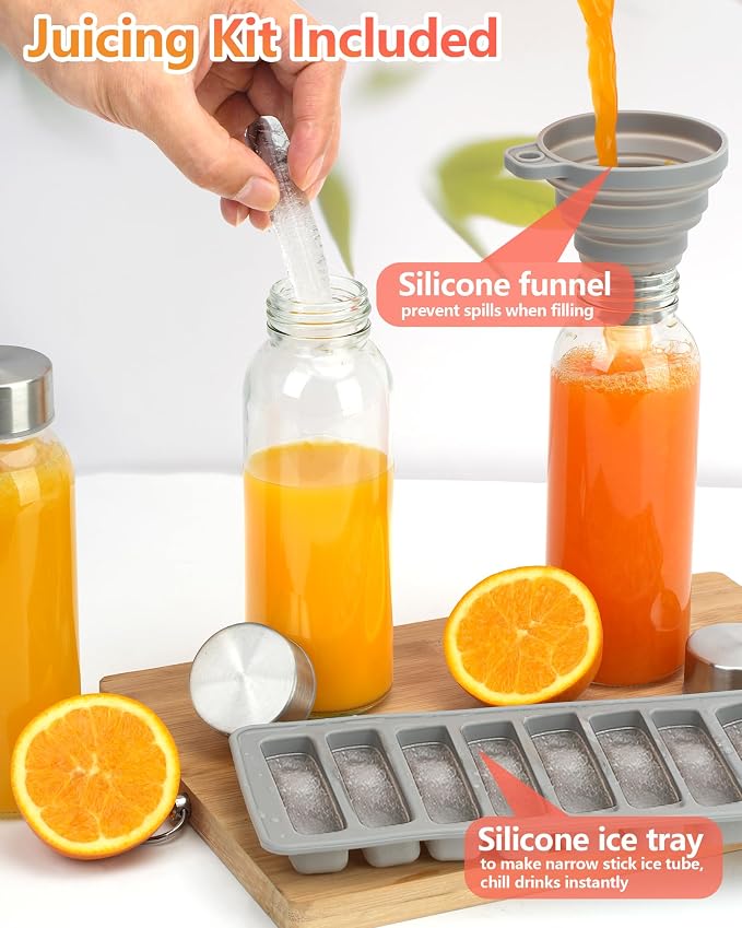 Zukro 10.5 oz Glass Juice Bottles - Image 5
