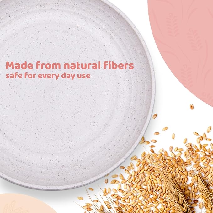 MISS BIG Wheat Straw Dessert Plates Set of 8, 8 Inch, BPA Free, 4 Colors | 8 - Image 4