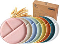 9-Inch Large Multicolor Wheat Straw Divided Plates – Unbreakable 3-Compartment by Falichchch