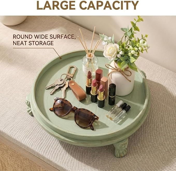 Sage Green Decorative Tray, 11.8 Inch Round Tray - Image 6