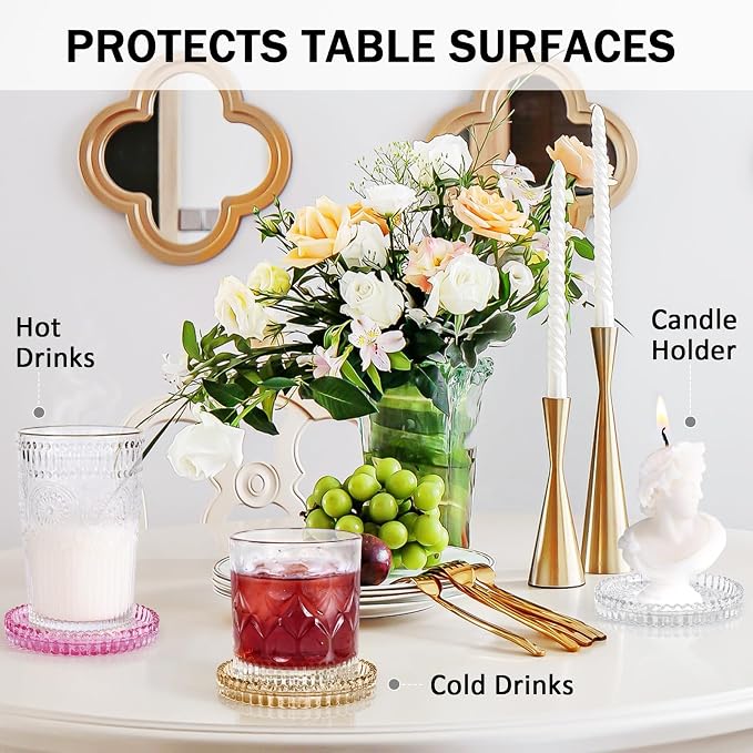 Modern Clear Glass Coasters Set of 8, Cute Coasters Table Mats - Image 6