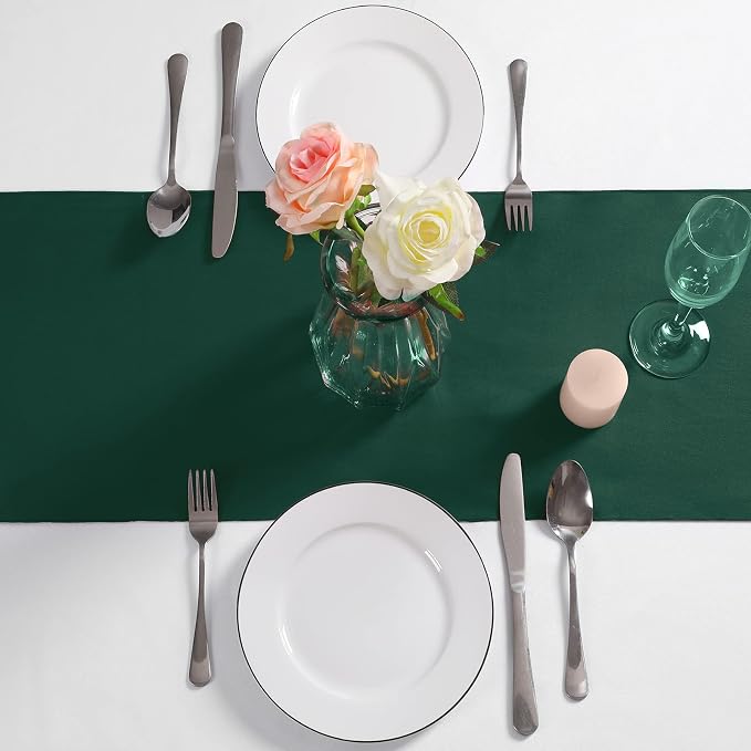 Manyshofu Dark Green Satin Table Runner 12x108 - Image 8