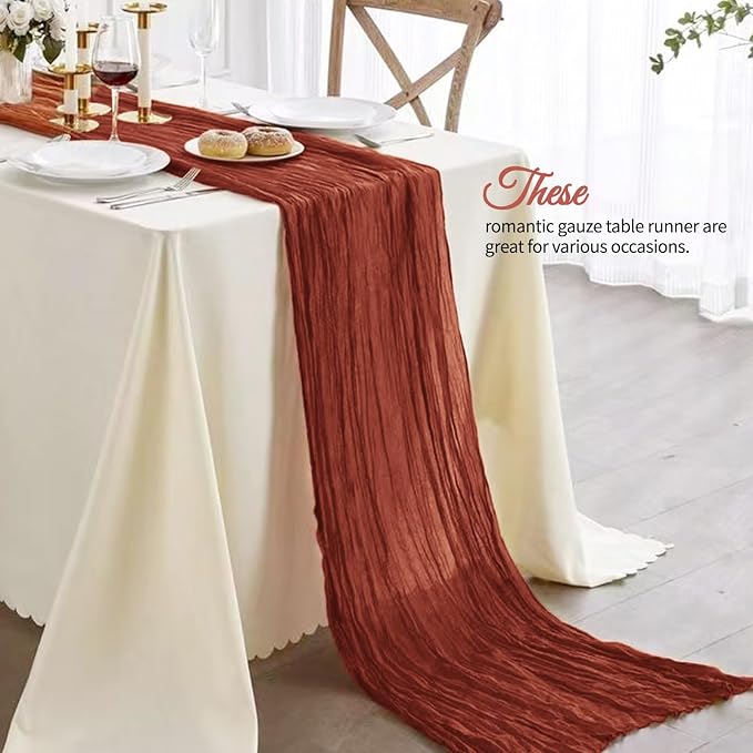 12 Pack Terracotta Cheesecloth Table Runner 10Ft, Christmas Table Runner 21.5 x - Image 7