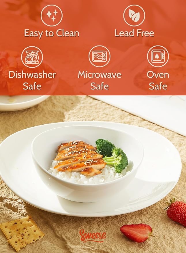 Sweese 18 oz Medium White Porcelain Bowls - Image 3