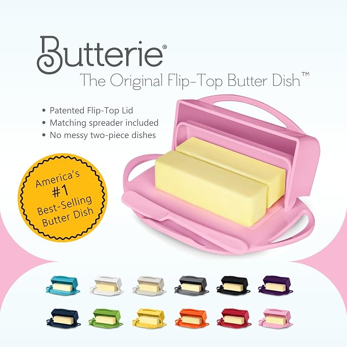 Flip Top Butter Dish with Attached Lid & Matching Knife, 2 Pack - Image 8