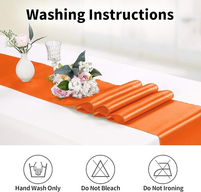 5-Pack Satin Table Runner Orange 12 x 108 inches Long, Table Runners - Image 6