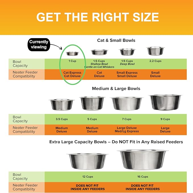 Neater Pet Brands 1 Cup Shallow Stainless Steel Cat Bowls, Metal Cat Dishes - Image 8