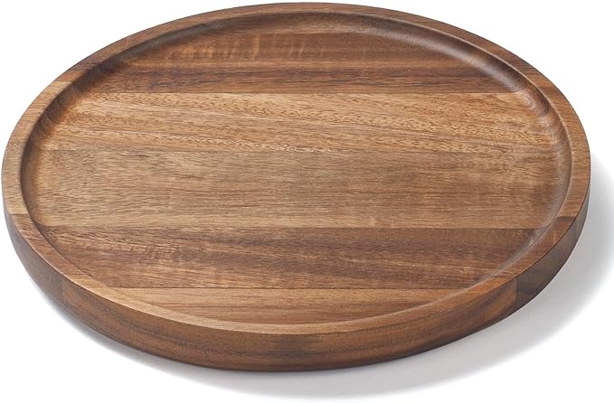 Round Wood Tray, Acacia Wooden Decorative Serving Tray - Image 2