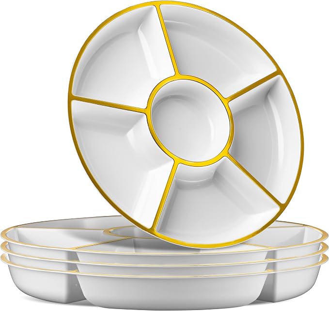 Plasticpro 6 Sectional Round Plastic Serving Tray/Platter by PLASTICPRO