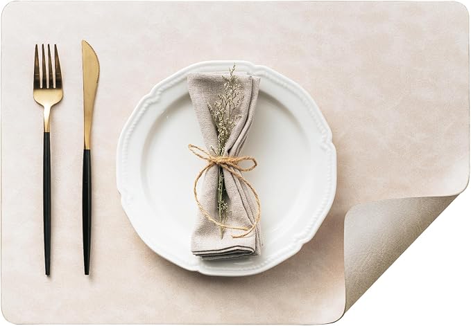 Placemats Set of 12, DOLOPL Reversible Dual-Color Faux Leather Place Mats by DOLOPLOfficial