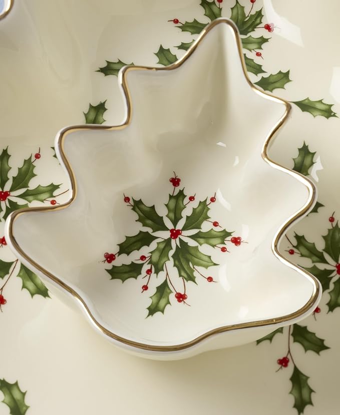 Lenox Holiday Tree Christmas Chip and Dip Serving Set | dishwasher safe | - Image 3