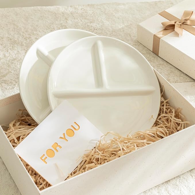 Sweese 9 Inch Porcelain Divided Dinner Plates Set of 2 – Encourage Healthy - Image 5