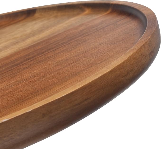 Round Wood Tray, Acacia Wooden Decorative Serving Tray - Image 2