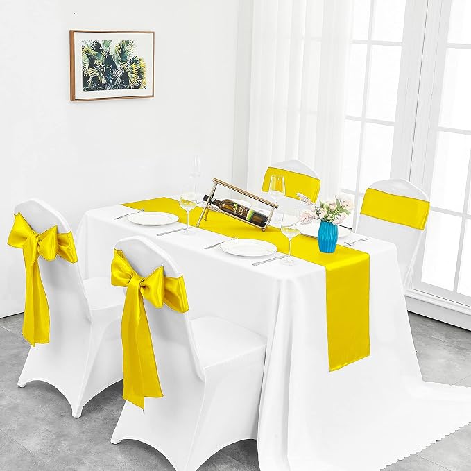 10-Pack Yellow Satin Table Runner 12 x 108 Inch Long Bright and Smooth Silk - Image 5