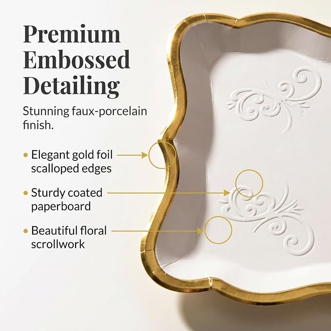 Decorative Gold Rim Display Trays 10 Pack 9 x 13 Inch Cardboard Platters | - Image 5