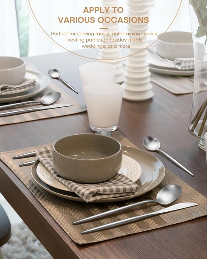 20 Pieces Silverware Set, Ollex Matte Flatware Set - Image 7