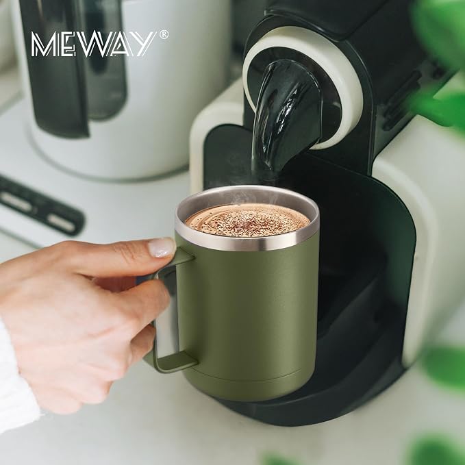 MEWAY 12oz Coffee Mug With Handle 2 Pack Bulk, Stainless Steel Insulated Travel - Image 6